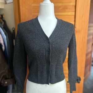 Madewell Gray Ribbed Cardigan Sweater